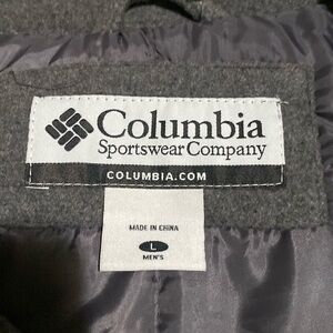 This is a gray coat. Very cozy and warm. Slightly worn